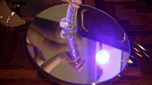 Stepsister rips pantyhose, rides huge dildo to loud orgasm