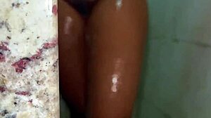 Boldly Entering Neighbor's Shaved Pussy During Her Bath For Creampie.