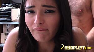Emily Willis in naughty shoplifting scene with mall security guard