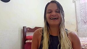 Latina reaches orgasm with fan on webcam.