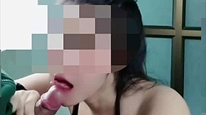 Thai Babe Delivers Best Homemade Blowjob with Cum in Mouth.