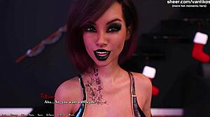 Busty Goth Girl Loses Bet in 3D Animated Game
