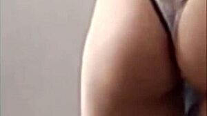 Latina skinny girl loses virginity to big cock in workout session. Her long hair sways as she rides.