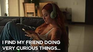 I find my roommie having virtual sex and seduce her until we fuck