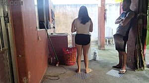 Hey maid, couldn't resist my hard cock after wife left?