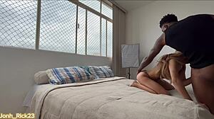 Skinny woman gets rough anal sex with a negative man