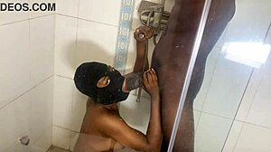 Monster BBC Deepthroats Her Hard in Shower, Moans Loudly Exciting Neighbors