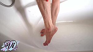 Tattooed Teen Masturbates in Steamy Bathroom Shower