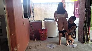 Hey maid, couldn't resist my hard cock after wife left?