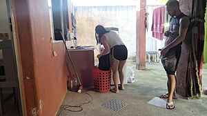 Hey maid, couldn't resist my hard cock after wife left?