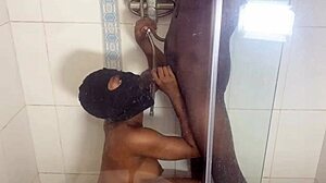 Monster BBC Deepthroats Her Hard in Shower, Moans Loudly Exciting Neighbors