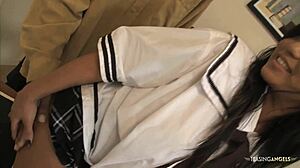 Black teacher gets blown and fucked by brunette babe