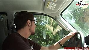 Brunette teen asks, 'Pick me up for a cumshot on the street?'