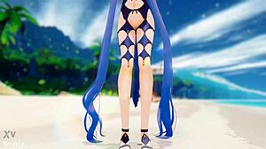 Stheno's seductive beach dance in Fate Grand Order hentai