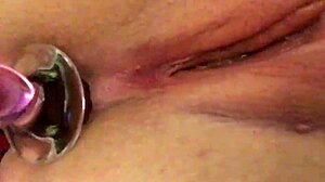 korean girl tests new dildo in anal