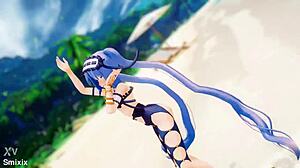 Stheno's seductive beach dance in Fate Grand Order hentai