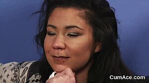 Hot looker boldly sucks cock and gets facial cumshot