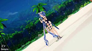 Stheno's seductive beach dance in Fate Grand Order hentai