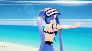 Stheno's seductive beach dance in Fate Grand Order hentai