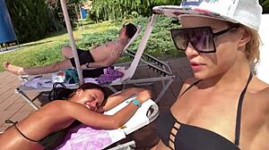 horny beauties enjoy wild public sex at aquapark