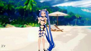 Stheno's seductive beach dance in Fate Grand Order hentai