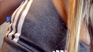 Young Latina gets caught pleasuring herself in the gym bathroom
