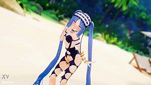 Stheno's seductive beach dance in Fate Grand Order hentai