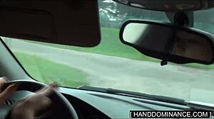 Blondie jerked off her step-dad with big cock