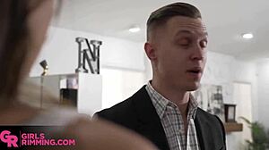 gia derza, the horny maid, gets her ass licked and deepthroats a hard cock before a cumshot