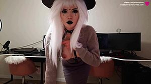 Elf witch's beauty secret? Hot cum on face after abstinence!