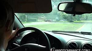 Blondie jerked off her step-dad with big cock