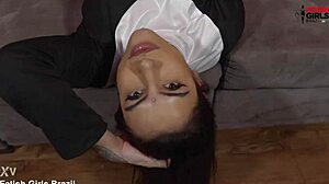 Hot and naughty Brazilian nun in action with big black cock