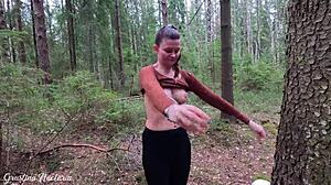 real russian couple films surprise blowjob in woods