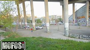 Public pickup action with Jordi and Alyssa on holiday