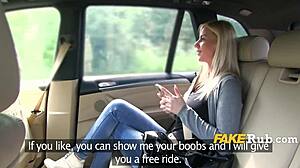Beautiful Russian amateur with big boobs has car sex in a taxi