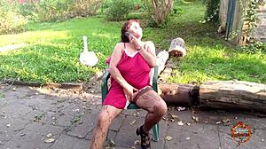 klaudiaambergirl relaxes outdoors, doesn't she?