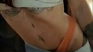 Sexy redhead returns with big ass and tan lines