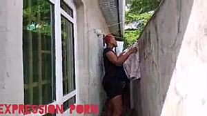 Tall Lizzy gives a blowjob with her small tits and tight pussy.