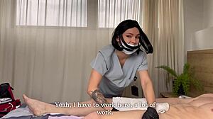 Muscular patient gets oiled up for intense anal pleasure