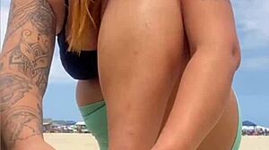 Beach tease turns into wild double action invite