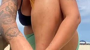 Beach tease turns into wild double action invite