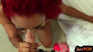 POV Pierced and Inked Redhead Sucks and Rides with Dirty Talk