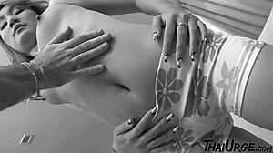 Asian step sister gets risky bare action on the street