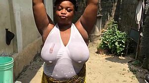 Dirty Bitch Gets Fucked With Big Black Cock While Doing Laundry Outside!
