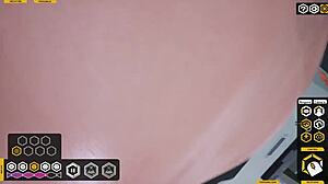 POV brunette babe in orange dress gets worn out