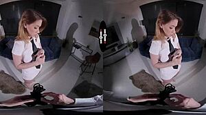 Redhead receives punishment in dark room vr