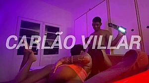 Brazilian wife invites curly friend for group fucking with ball licking