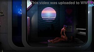 3dxchat gameplay of a brunette beauty in cyberpunk parody