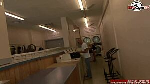 Blonde milf with huge tits picked up for a messy cumshot in her mouth