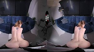 Redhead gets punished in a dark room VR experience